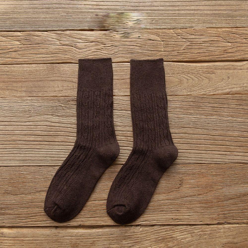 

Soft Thick Retro Fashion Solid Color Korean Style Socks Middle Tube Hosiery Cotton Women Wool Socks кофейный