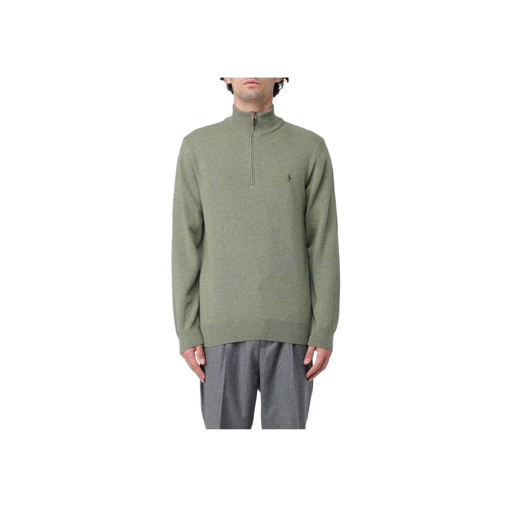 Polo Ralph Lauren Solid Color Small Pony Logo Embroidered Half-Zip Knit Long Sleeve Sweatshirt Men Sweatshirt Light-Green MNPOSWE16820406-300