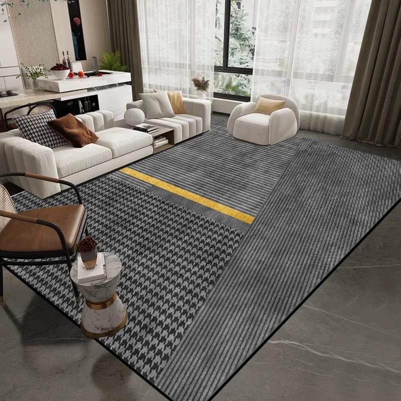 Grey Luxury Modern Carpet for Living Room Decoration Washable Rugs Bedroom Bedside Rug Anti Slip Cloakroom Floor Mat Large Size