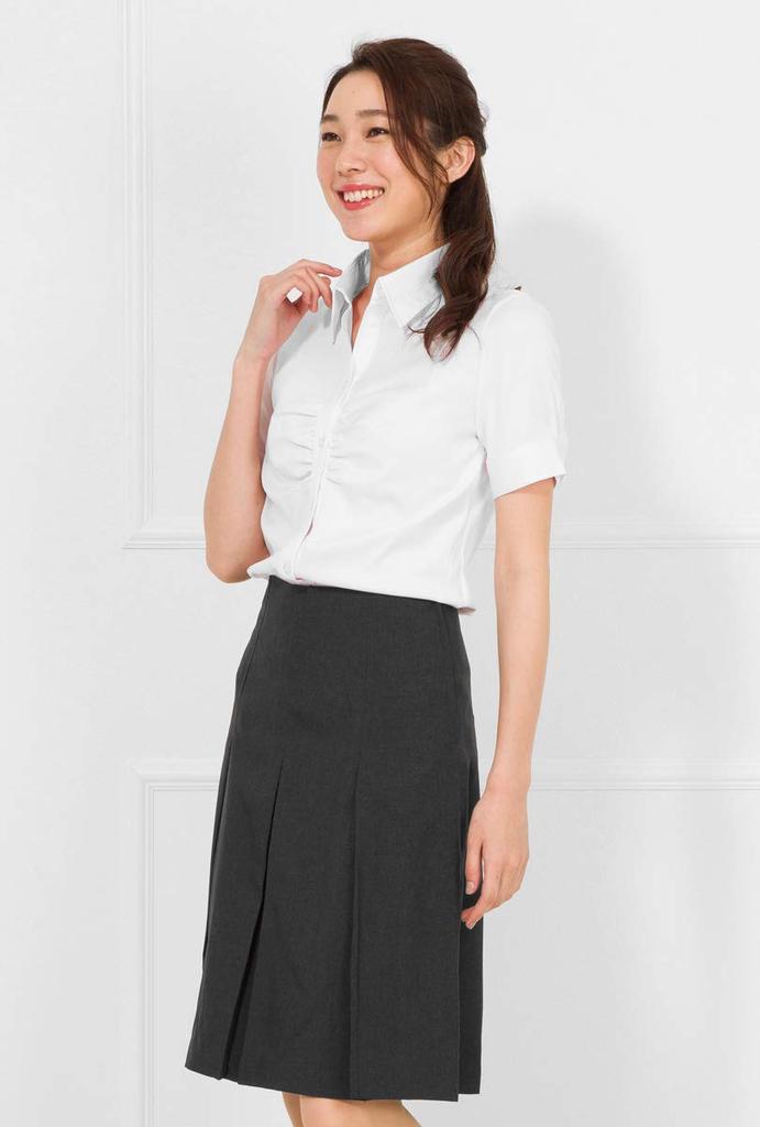 Blouse Shirt with Gathered Short Suit Innerwear Size 13 ABR White [Add Rouge] Women's Chest, Sleeve, [p5048]