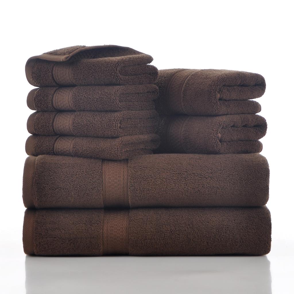 Style, plain cotton towel, eight-piece set of household towels, soft and absorbent.