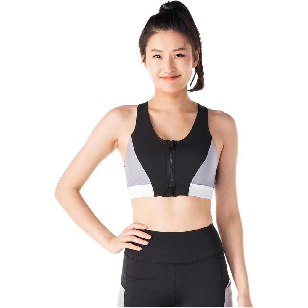 

DECATHLON Front Zipper Breathable I-Back Sports Bra Women s Multicolor - Black Grey XS