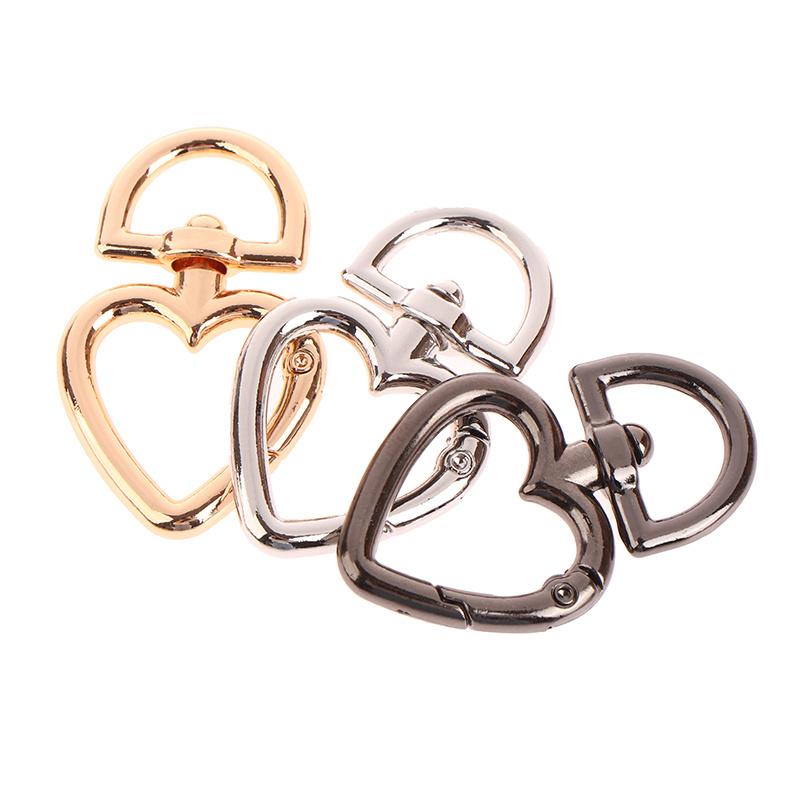 5Pcs Peach Heart Shape Metal Spring Clasp Key Ring Connectors for Keychain Snap Clasp DIY Purse Making