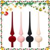 Retro Ball Tree Topper Plug In Christmas Tree Ornament Multi-Purpose Tip-Shaped Flocked Tree Topper for Holiday Celebration 7