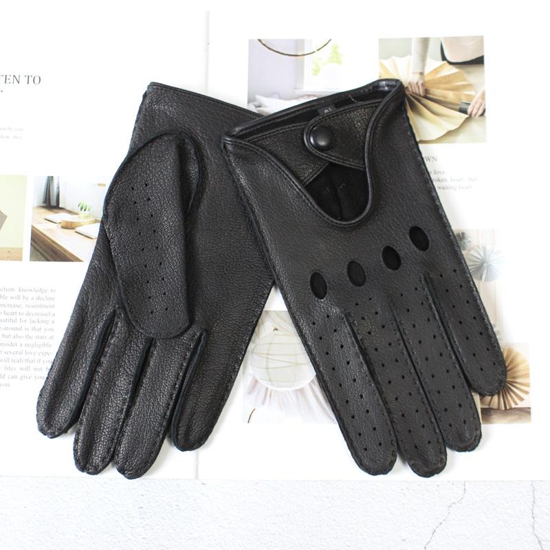 New Men's Deerskin Driving Gloves Thin Single Leather Unlined Leather Fashion Classic Black Driver Gloves