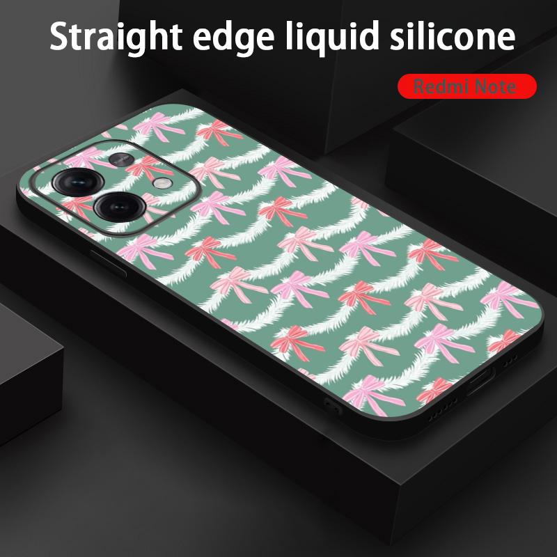 Bow Cute Pink Design Ins Girl Phone Case For Redmi Note 14 13 12 11 Pro Plus S 5G 14C A3 Soft Black Phone Cover
