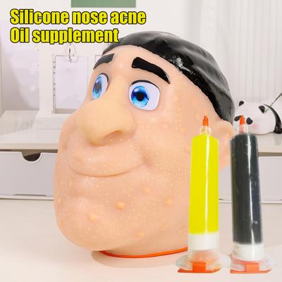 2Pcs Pimple Popping Toy Filling Grease DIY Stress Relief Pimple Face Simulator Silicone Acne Nose Refill Grease Accessories