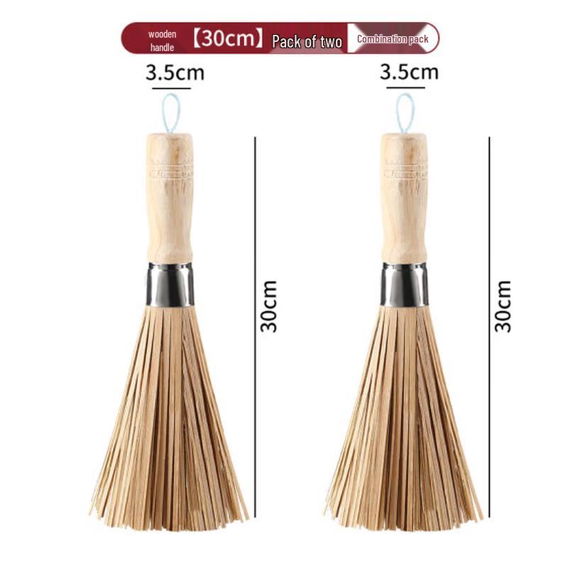 Natural Bamboo Pot Scrubber Brush, 2-Pack