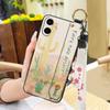 Durable Back Cover Phone Case For Samsung Galaxy A07 Flower Silicone Anti-knock Wrist Strap Shockproof Lanyard Anti-dust