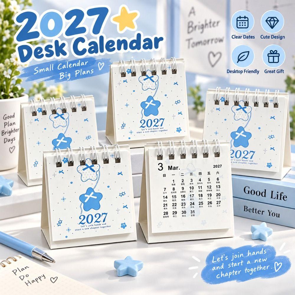 Polka Dot Pattern 2027 Desk Calendar Portable Desktop Calendar New Mini Desk Calendar  Student