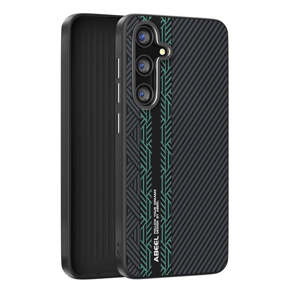 

ABEEL For Samsung Galaxy S25 Case PC+TPU+Aluminum Alloy+PU Leather Phone Cover Compatible with MagSafe Texture 2