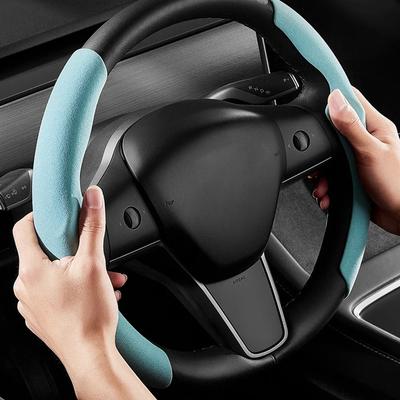 Camurça Ultra-fina Absorvente de Suor Especial Volante Acessórios de Carro Para Tesla Capa de Volante Modelo 3 Y