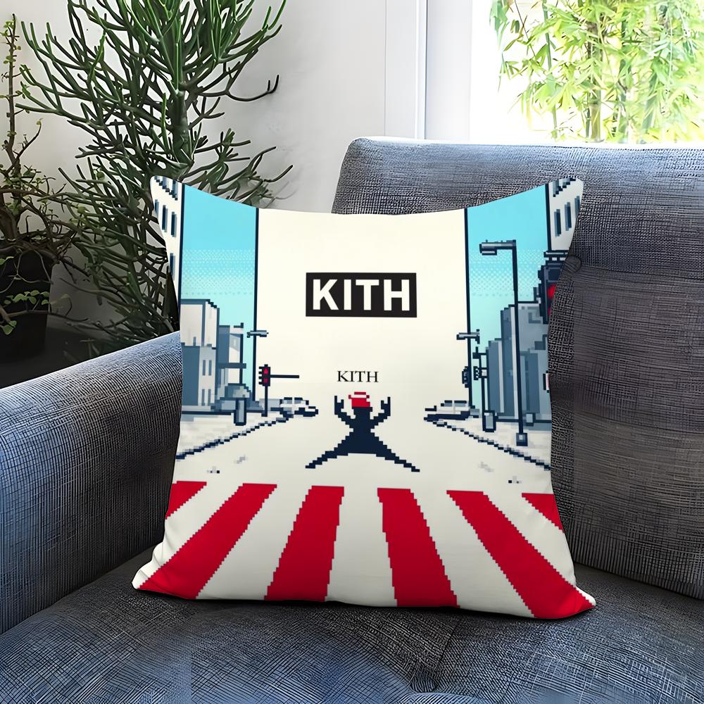 Capa de Almofada Clássica com Logo K-KITH Capa de Travesseiro Reversível Confortável Ideal para Carro Sofá Quarto e Além