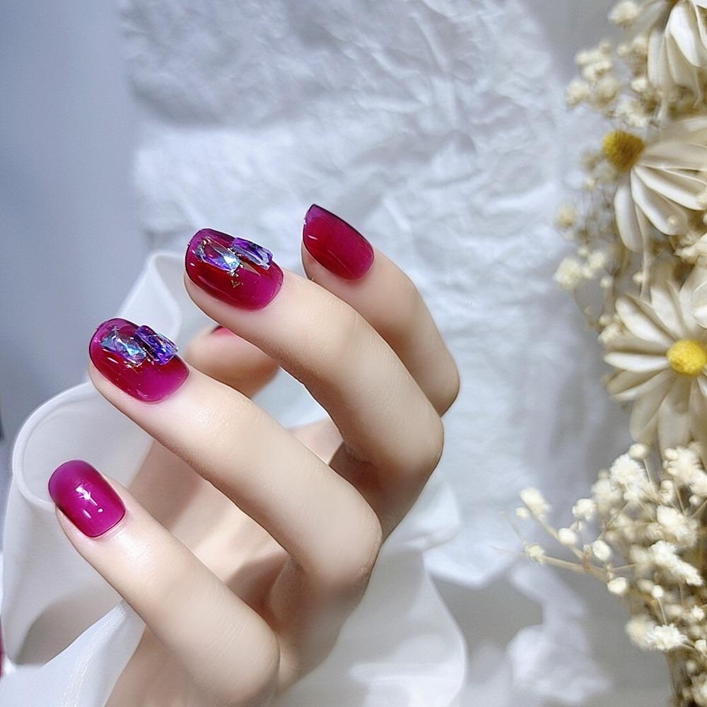 

Square Shape False Nail Medium Length Press on Nails Waterproof Nail Tips Women