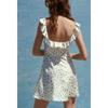 Summer New Product Women's Clothes Sweet Style Ruffles Silk Satin Texture Print round Neck Dress 2940067