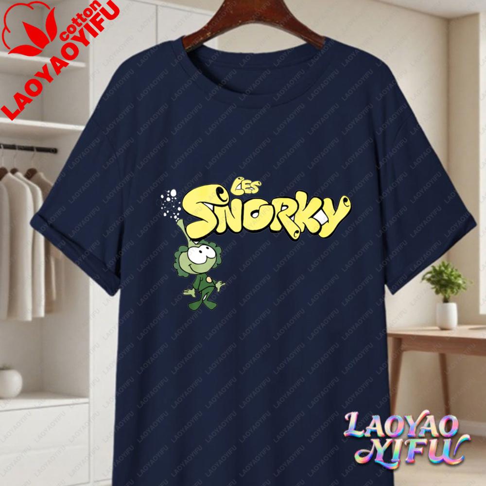 Snorks Cartoon Character Print T Shirt Vintage 80s Classic Anime Graphic Tee Casual Cotton Tops for Unisex Women Summer Streetwear
