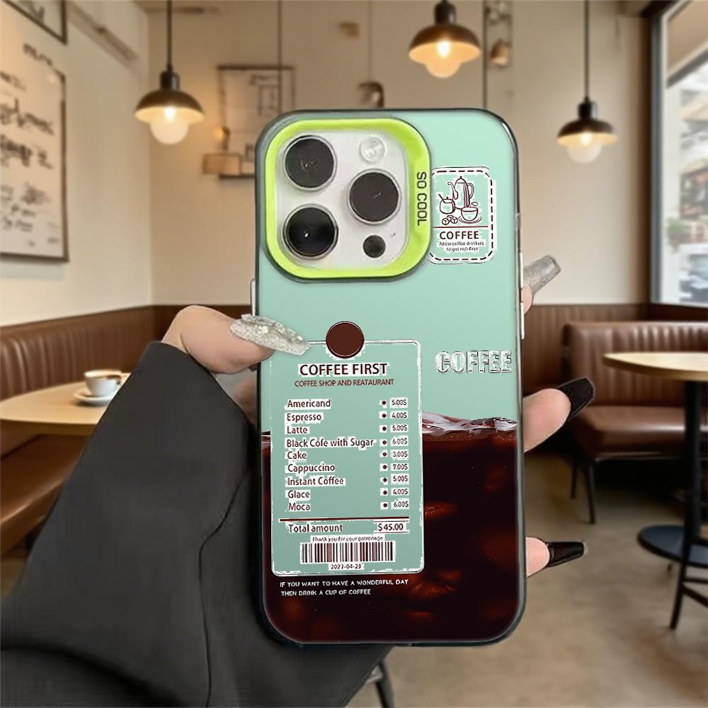 Coffee First Menu Hard Phone Case for Iphone 16 15 14 13 12 11 Pro Max Mini Shockproof Anti-Scratch Protective Cover