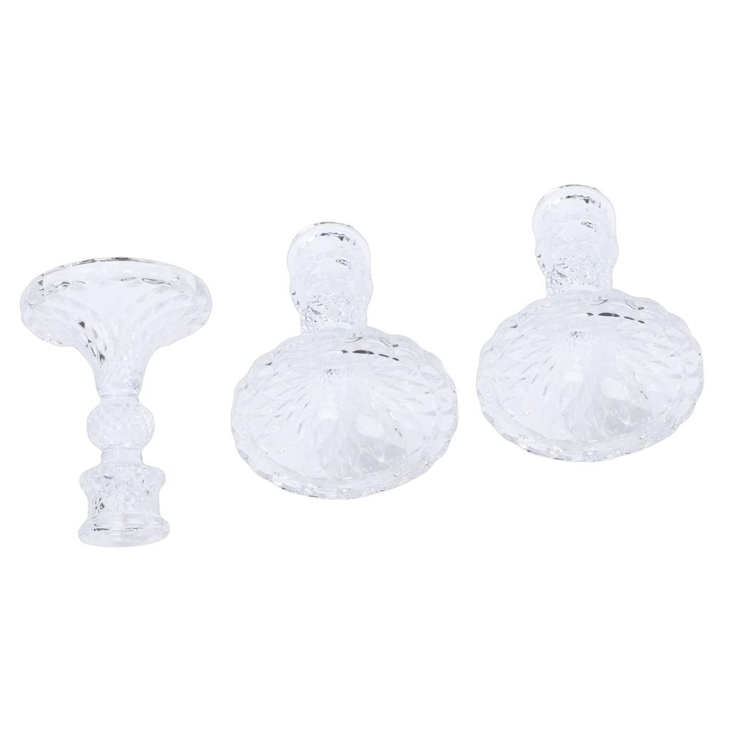 3PCS Glass Candlestick Holder Clear Pillar Taper Candle Holder for Shelf Dining Table Decor Centerpiece Wedding Party