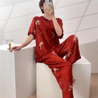 Women's Premium Cotton Silk Short Sleeve Pajamas - Chinese Style, Spring/Summer 2026, Versatile Home & Outdoor Wear, Plus Size Available