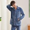 Pajamas Men'S Coral Fleece Thickened Long Sleeve Plus Size Island Fleece Winter Flannel Homewear Casual Autumn And Winter Suit