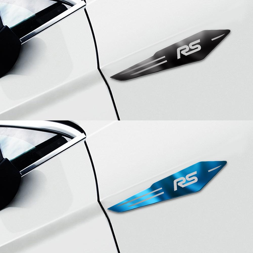2Pc Car 3D Metal Side Wing Emblem Auto Body Fender Sticker For Ford Mondeo Edge Focus Mk7 Fiesta Transit Ecosport Mustang Ranger