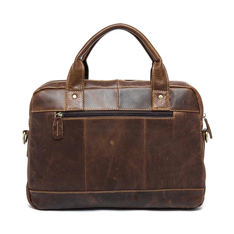 Fashion European and American Retro Style Men's Shoulder Bag Top-Grain Leather Business Briefcase Multi-Pocket Genuine Leather Men's Crossbody Bag