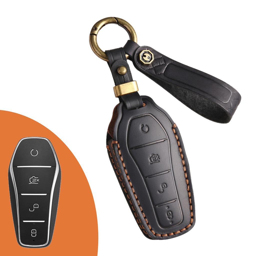 Leather key cover is suitable for BYD car key bag, Qin Tang Song dolphin seal destroyer keychain.
