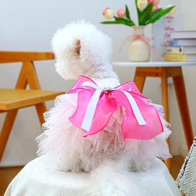 Fancy Dog wedding Dresses with Leash Ring Doggy Cat Tutu Skirt Puppy Kitty Birthday Party supplies pet formal wear pet clothes