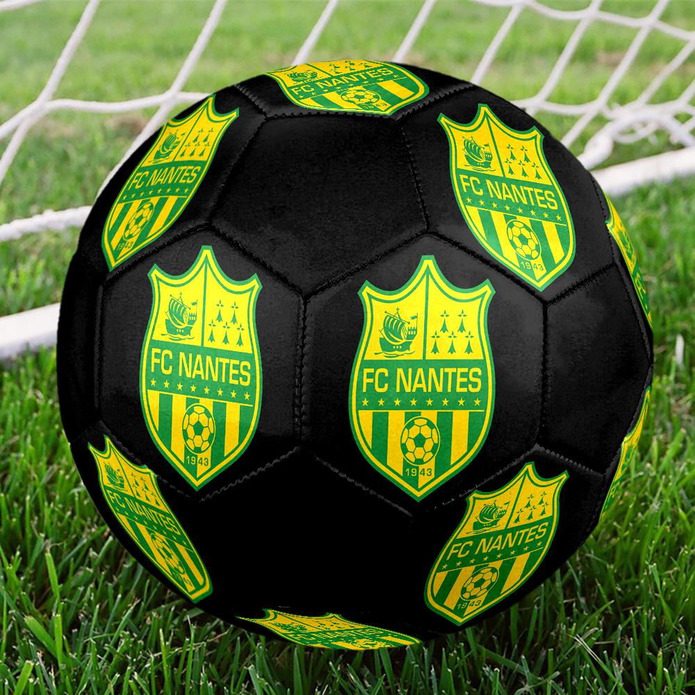 FC Nantes Indoor Soccer Ball Colorful Machine Stitched PVC Size 5 Team Training Competition Ready Durable High-Bounce Cool Sports Gift