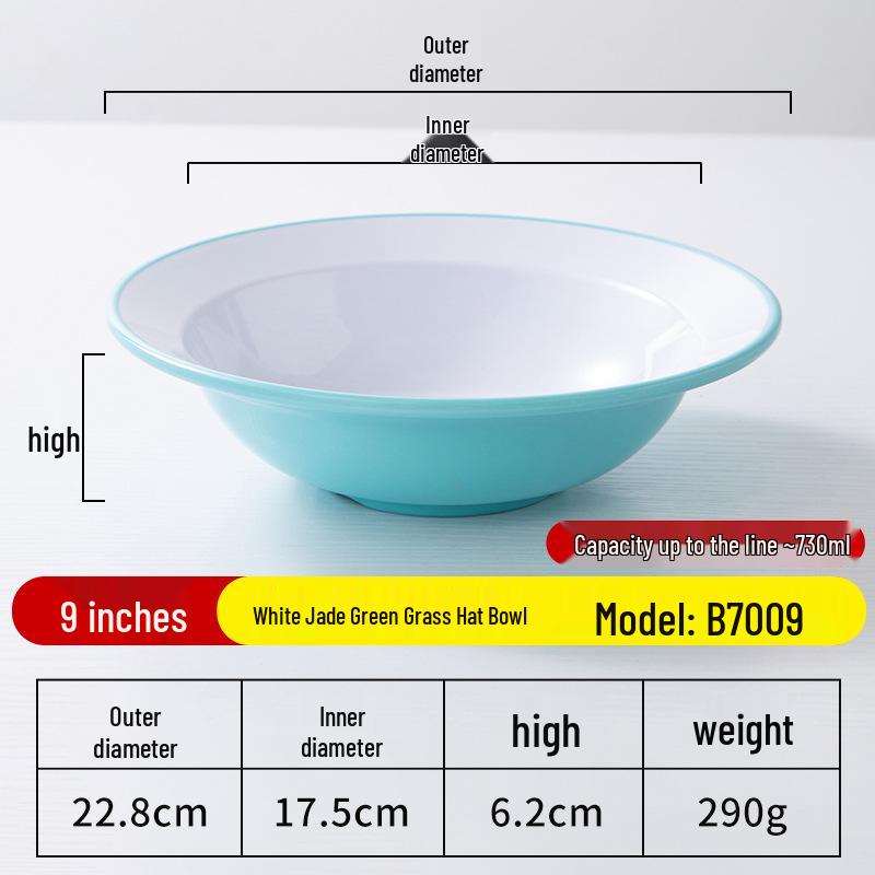 A8 Two-Color Melamine Straw Hat Bowl - Imitation Porcelain Large Serving Bowl for Restaurants, Soup, Pasta, and More.
