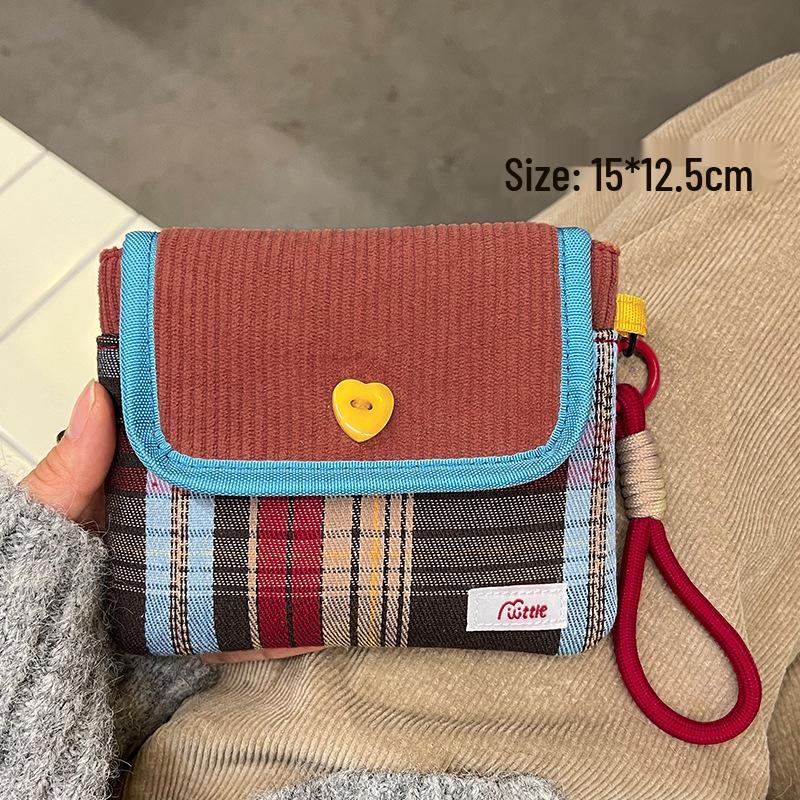 Retro Plaid Large-Capacity Sanitary Napkin Makeup Bag