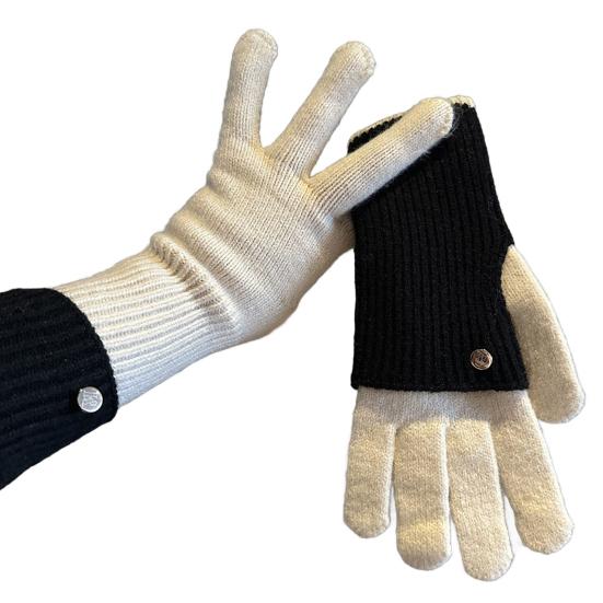 Yousheng Folding Knitted Gloves Dual Lengths Warm Touch Screen Gloves Color-Block Stretchy Wrist Gloves Long Gloves for Women Men Texting Daily