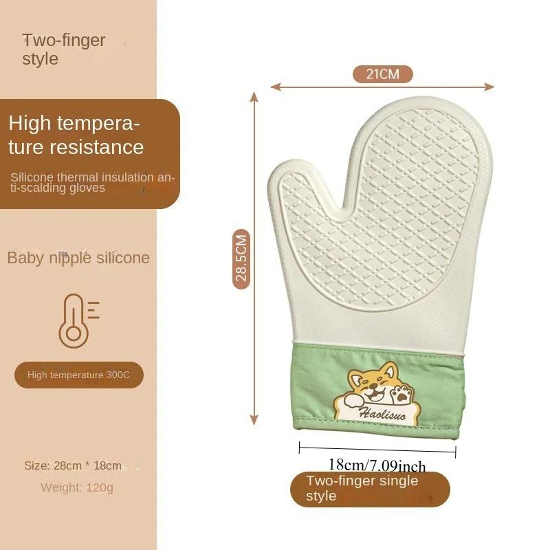 

1pcs Silicone heat insulation gloves thickened, non-slip, high temperature oven gloves baking and scalding kitchen hand clamps