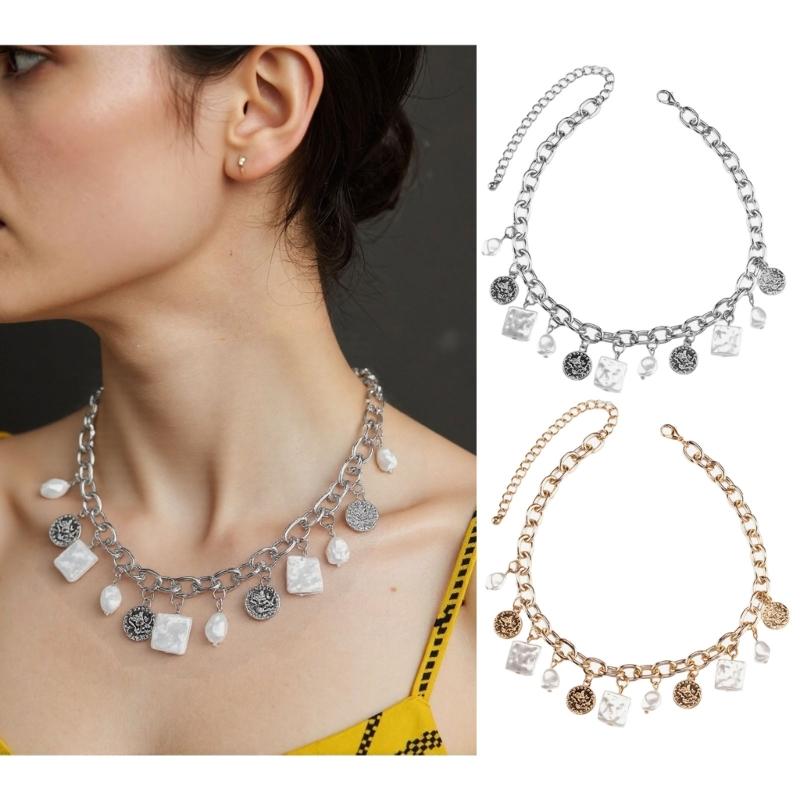 Modische Halskette Geometrische Anhänger Halskette Stilvolle Unregelmäßige Halskette Legierung Textur Geeignet für Modeliebhaber