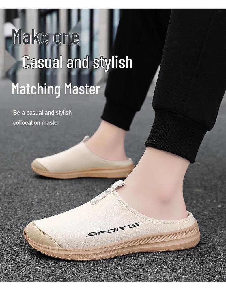 Men's Plus Size Summer Outdoor Breathable Backless Closed-Toe Lazy Half Slippers