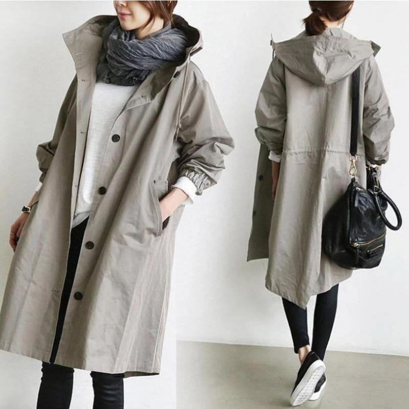 JKASHDK Giacche e cappotti con cappuccio a maniche lunghe a maniche lunghe autunno inverno stampa tinta unita moda casual da donna
