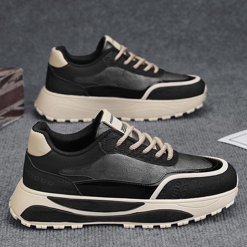 Scarpe da ginnastica da uomo autunnali e invernali a taglio basso con suola spessa, rialzanti, imbottite, calde, in cotone, casual, sportive