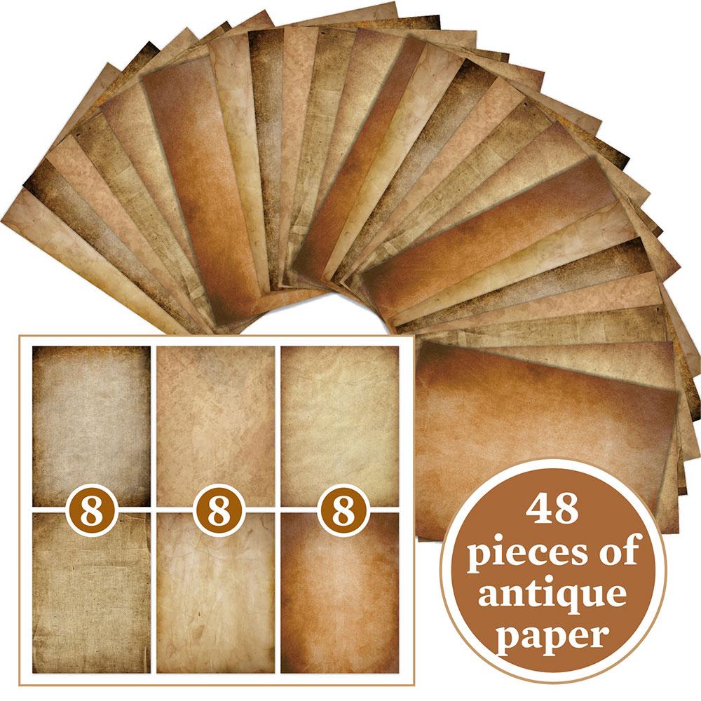 Für Spaß 48 Blatt Vintage Scrapbook Materialpapier DIY Junk Journal Collage Fotoalbum Retro Hintergrundpapier A4 Druckpapier