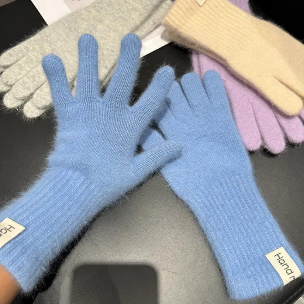 Full Finger Touch Screen Knitted Gloves Candy Colors Warm Riding Gloves  Men and Women