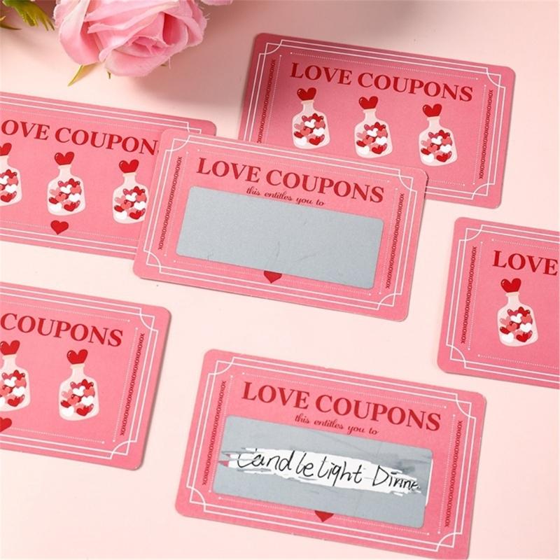 100pcs Handmade Sweet Note Reveal Cards Sentiment Pink Valentine's Day Scratch Cards With Concealed Phrases