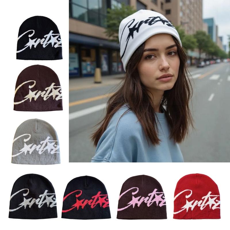 American Style Knit Beanies For Women Winter Warm Soft Yarn Hat Trendy Streetwear Accessory Unisex Design