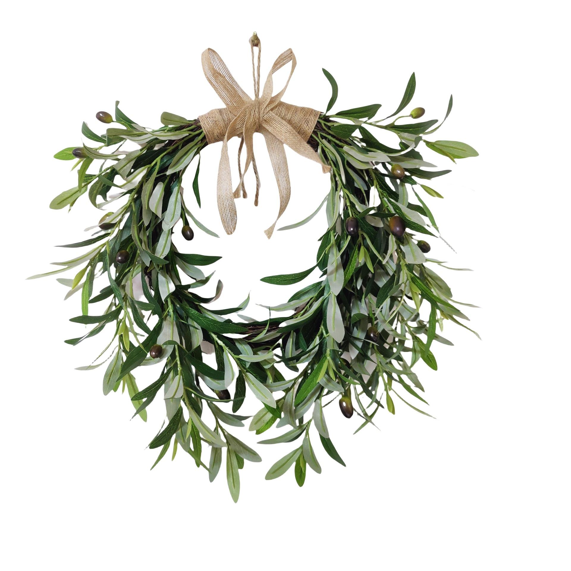 New Style Wreath Olive Branch Christmas Artificial Wreath Vine Circle Simulated Flower Decoration Christmas Decoration Wholesale 50cm