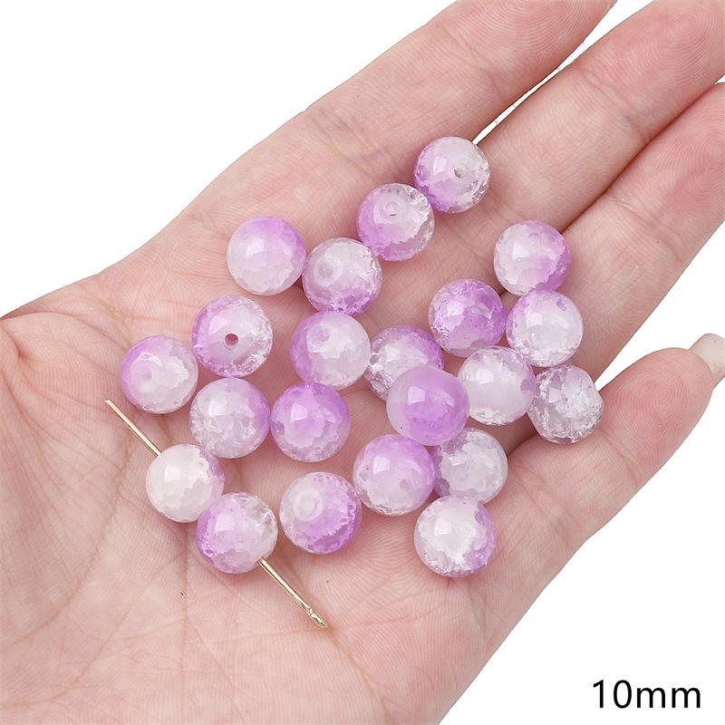 Handgefertigt Bambusgelenk Glas Lila Runde Perlen DIY Armband Halskette Schmuck