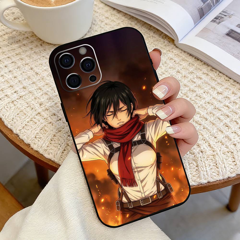 Hot Anime A-Attack On-n Titan Mikasa Phone Case For iPhone 17, 16,15,14,13,12,11 Plus,Pro Max, Others Soft Black Cover