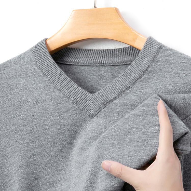 Men's Wool V-Neck Sweater - Spring/Autumn Knitwear for Middle-Aged Men - Warm Base Layer
