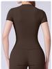 Women's Plain Round Neck Quick-Dry Yoga T-Shirt - Summer Slim Fit Fitness Top