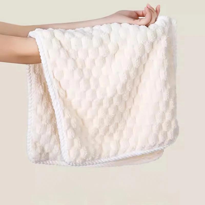 1 PC Soft Thickened Coral Microfiber Fleece Towel Quick Dry Water Absorbent Solid Color for Face And Hand Bathroom Towel