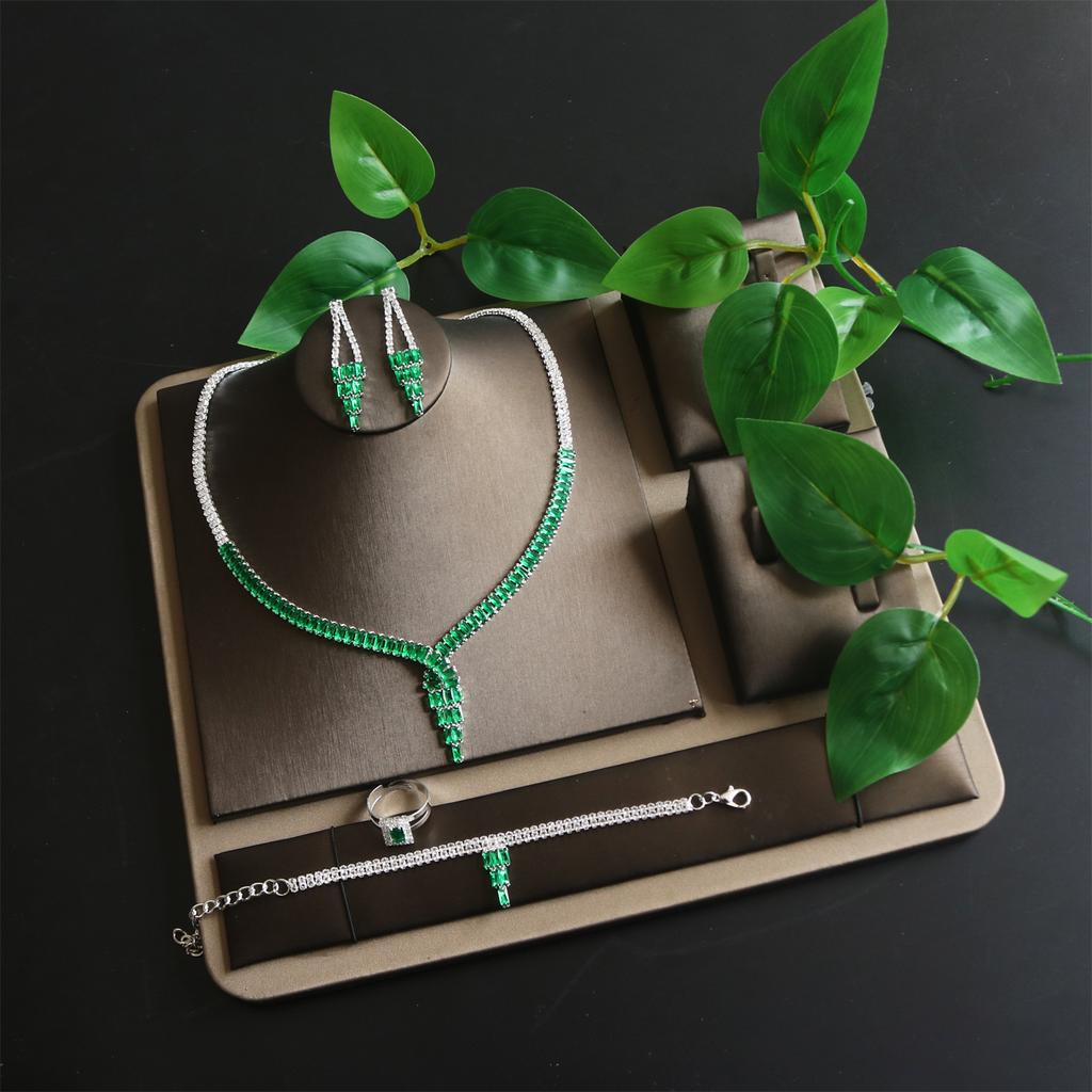 Accessories Super Flash Zircon Necklace Full Of Diamonds Emerald Zircon Collarbone Chain Simple Luxury Retro Women'S Accessories
