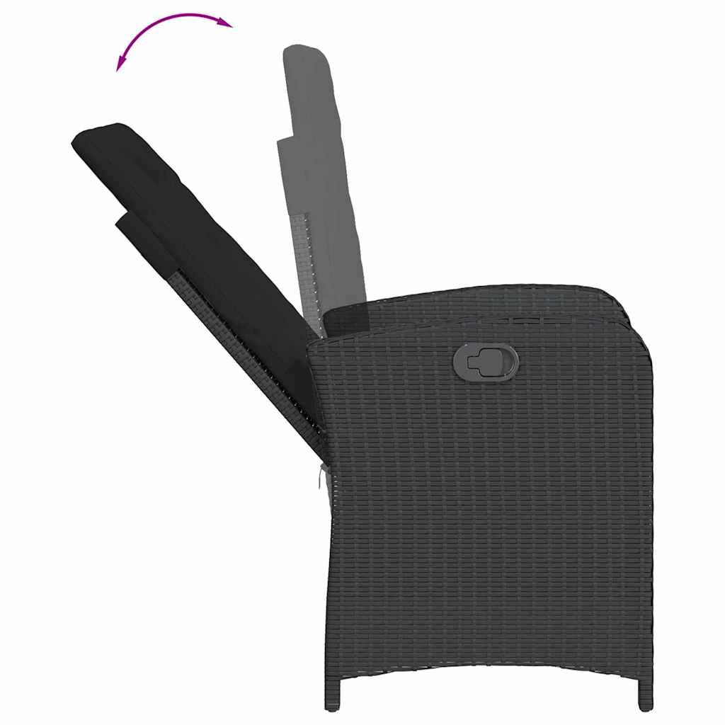Vidaxl 5-Cz. Garden Furniture Set With Cushions, Black, Poly Rattan