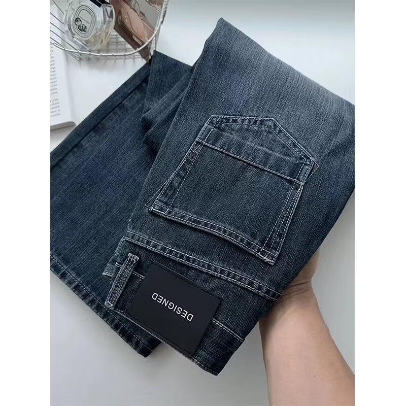 

2025 Женские джинсы больших размеров с высокой посадкой, зауженные, с широкими штанинами, для фигуры типа «груша» Small синий